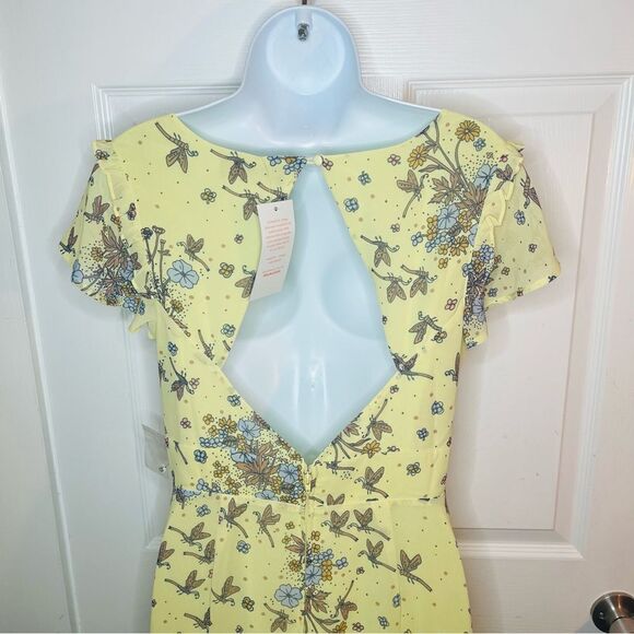 ModCloth You're Flowing Places Maxi Dress Light Yellow Floral Critters 8 NWT - Picture 9 of 12